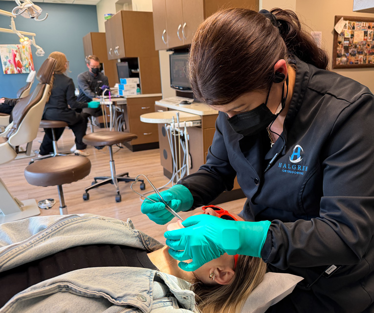 Halgren Staff with patient | Halgren Orthodontics at Mt Vernon & Orcas Island, WA